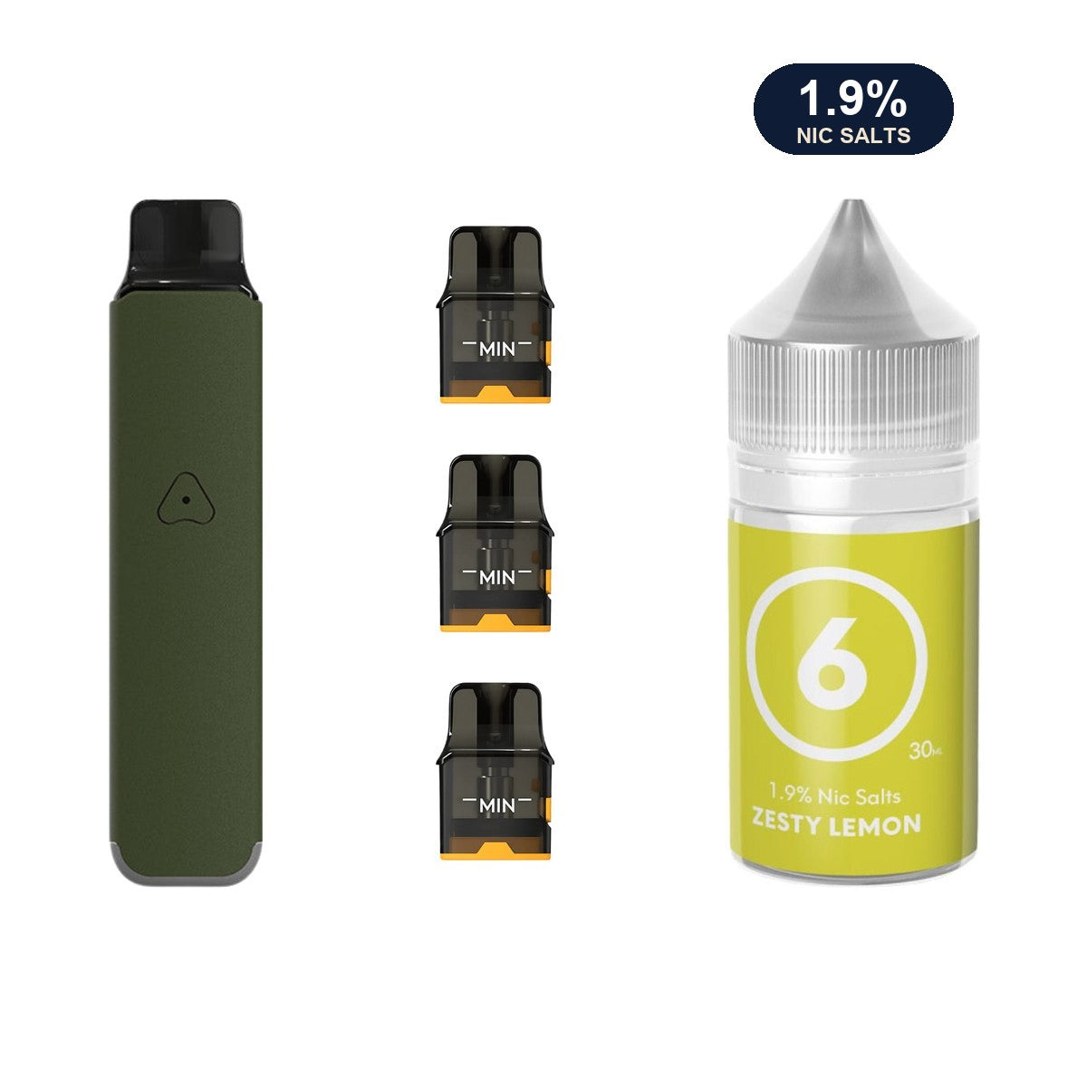AirsPops Pro LITE bundle: Ranger Green device, refillable pods and 313 Zesty Lemon 1.9% e-liquid