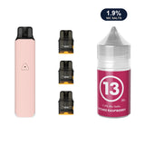 AirsPops Pro LITE bundle: Rosy Pink device, refillable pods and 313 Lychee Raspberry 1.9% e-liquid