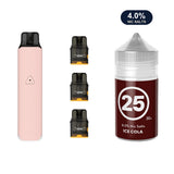 Rosy Pink AirsPops Pro LITE device, three refillable pods and 313 #25 Ice Cola e-liquid