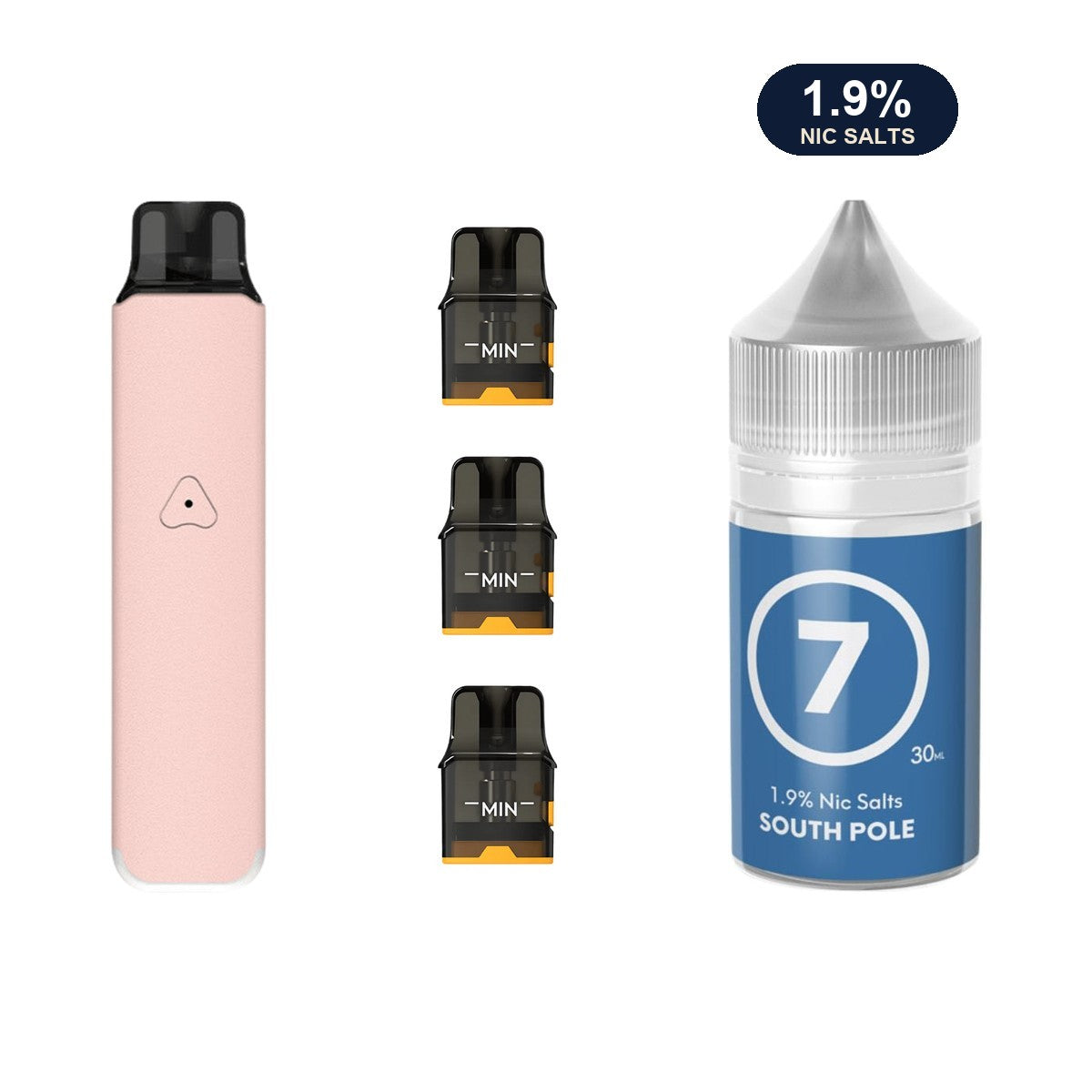 AirsPops Pro LITE bundle: Rosy Pink device, refillable pods and 313 South Pole 1.9% e-liquid