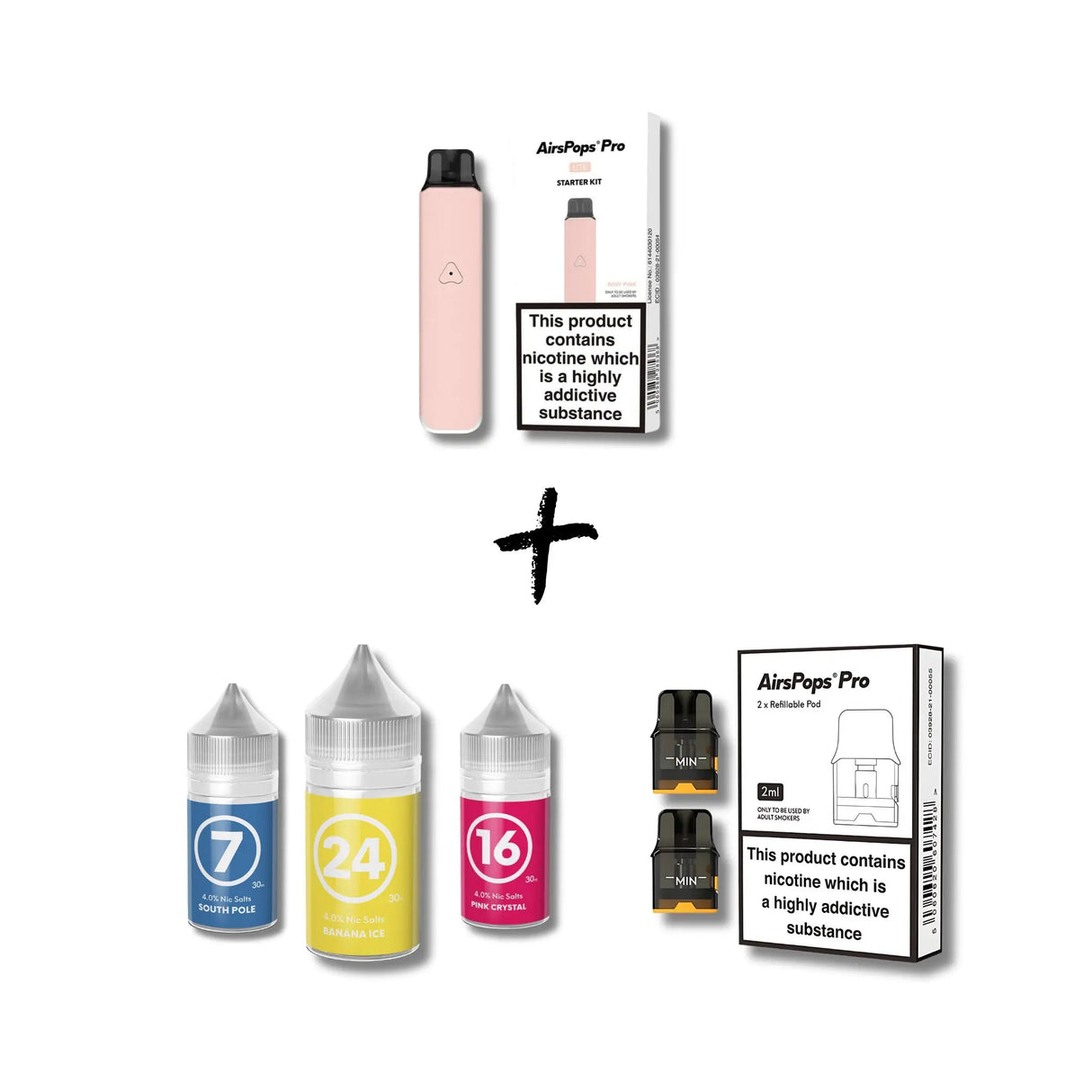 Rosy Pink Banana Ice Airscream Pro LITE Device, Refillable Pods, and E - Liquid Bundle | Airscream AirsPops | Shop Buy Online | Cape Town, Joburg, Durban, South Africa