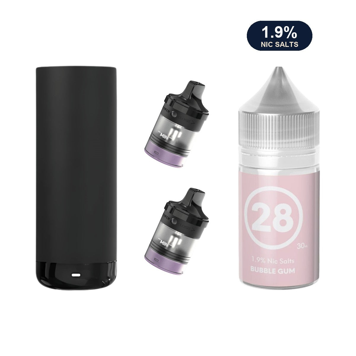 AirsPops XL refill bundle: Stealth Black device, two refillable pods and 313 Bubblegum 1.9% e-liquid