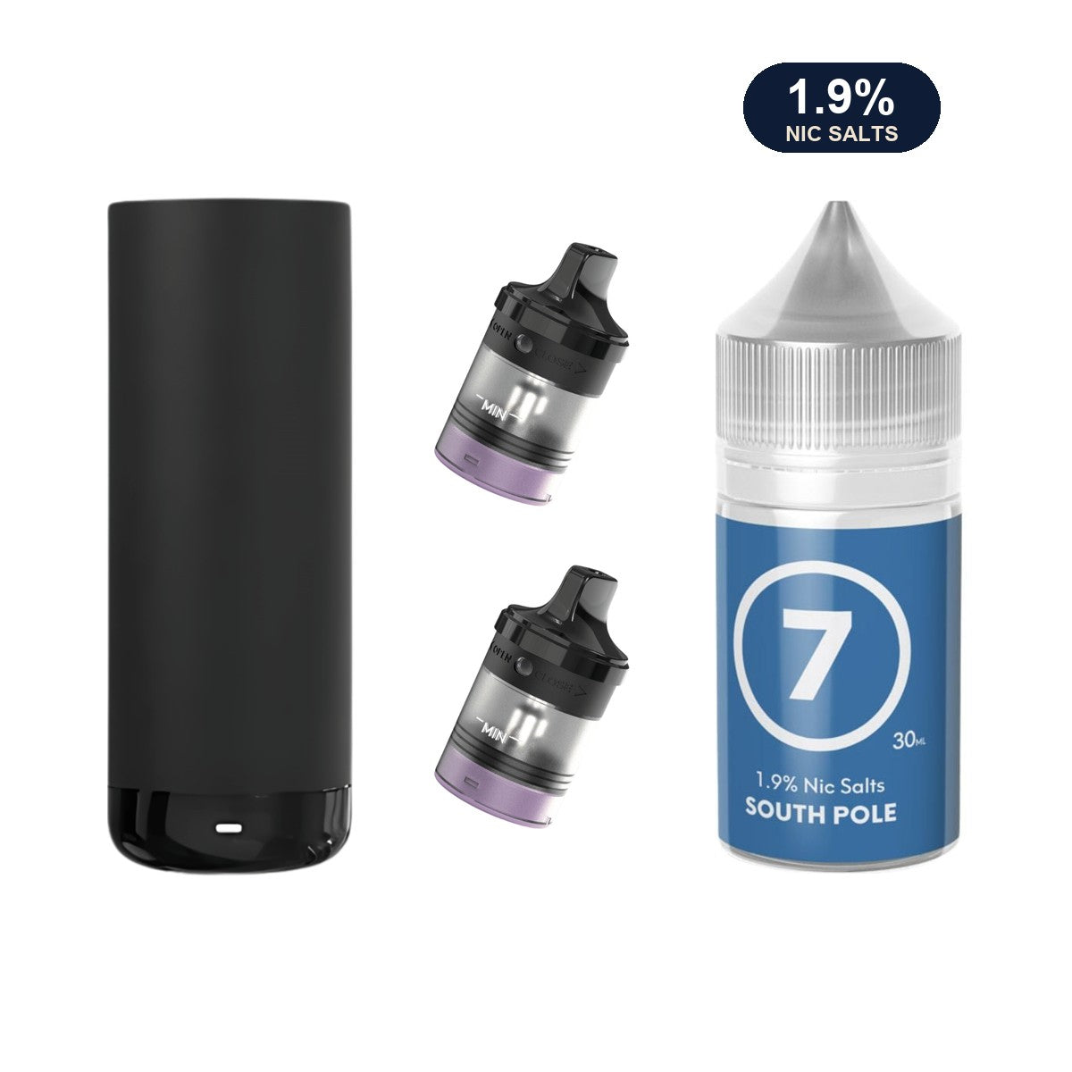 AirsPops XL refill bundle: Stealth Black device, two refillable pods and 313 South Pole 1.9% e-liquid