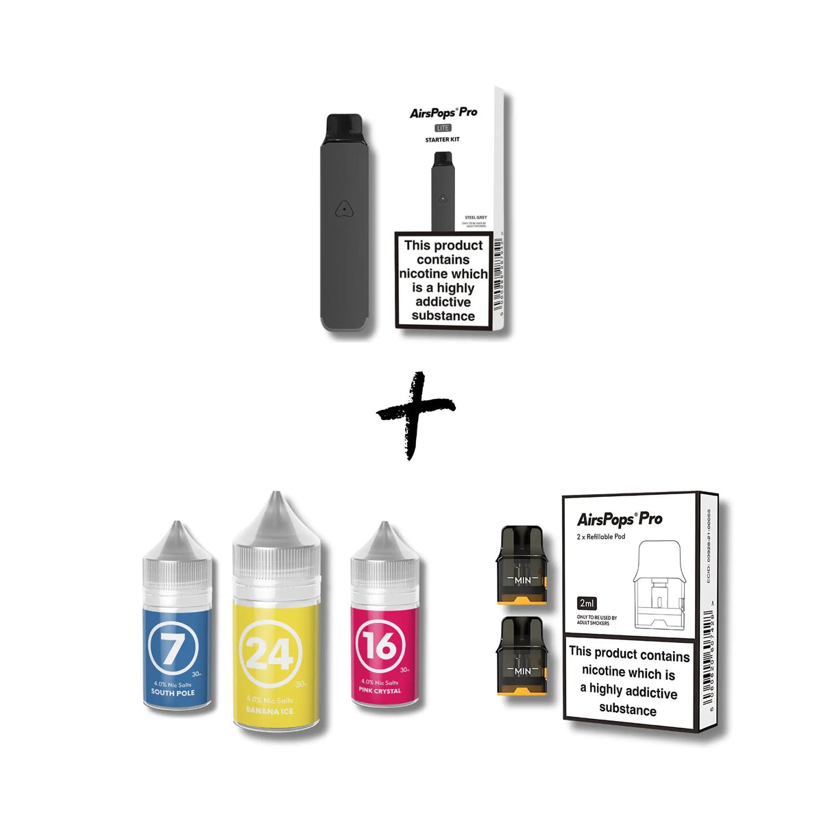 Steel Grey Banana Ice Airscream Pro LITE Device, Refillable Pods, and E - Liquid Bundle | Airscream AirsPops | Shop Buy Online | Cape Town, Joburg, Durban, South Africa