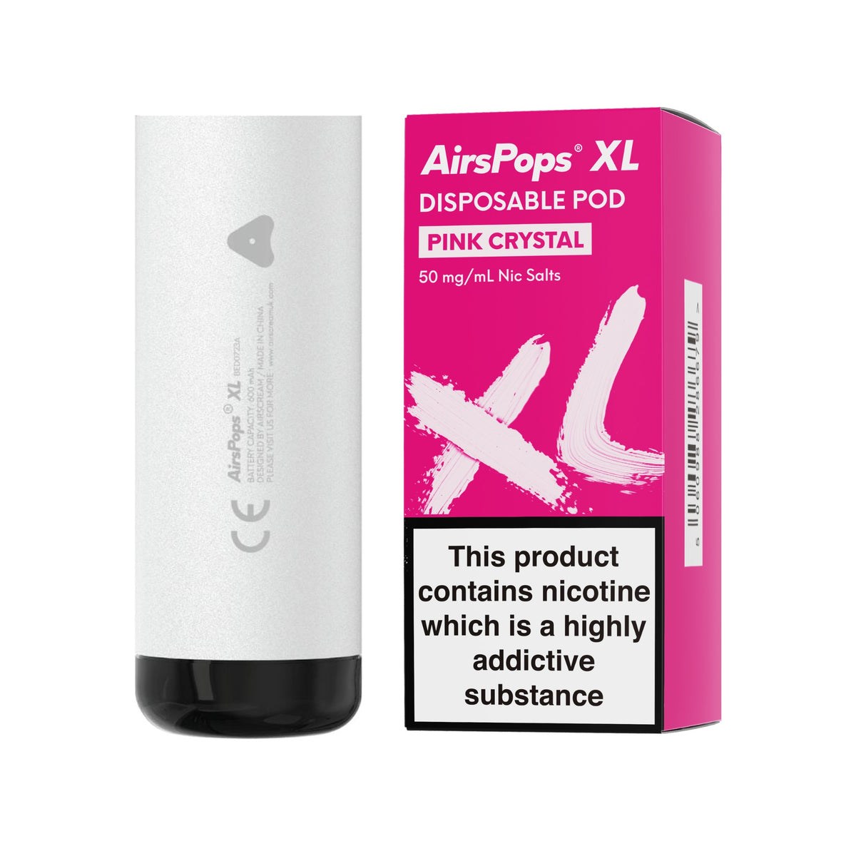 Storm Grey AirsPops XL device with Pink Crystal prefilled pod box