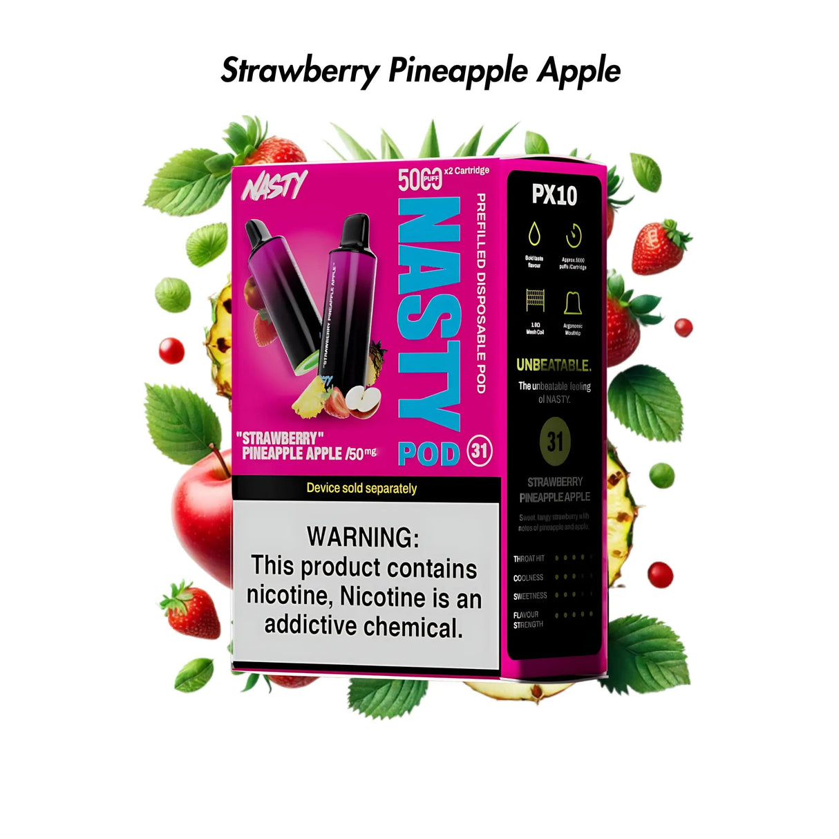 Strawberry Pineapple Apple 🆕 Nasty PX10 Prefilled Disposable Pods 2 - Pack | NASTY | Shop Buy Online | Cape Town, Joburg, Durban, South Africa