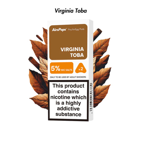 Virginia Toba 🆕 Airscream Pro/Pro LITE/AirEgg Prefilled Pods 2 - Pack - 5% | Airscream AirsPops | Shop Buy Online | Cape Town, Joburg, Durban, South Africa