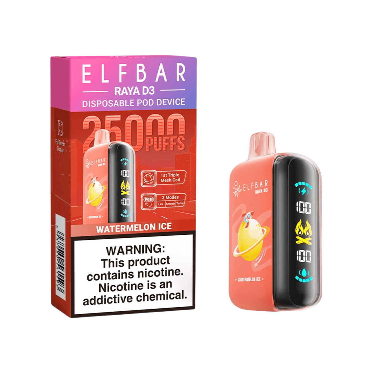 Watermelon Ice Elf Bar Raya D3 25k Disposable Vape - 5% | Elf Bar | Shop Buy Online | Cape Town, Joburg, Durban, South Africa