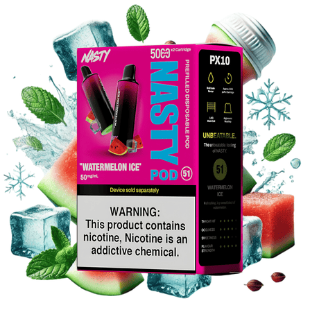 Watermelon Ice Nasty PX10 Prefilled Disposable Pods 2 - Pack - 5% | NASTY | Shop Buy Online | Cape Town, Joburg, Durban, South Africa