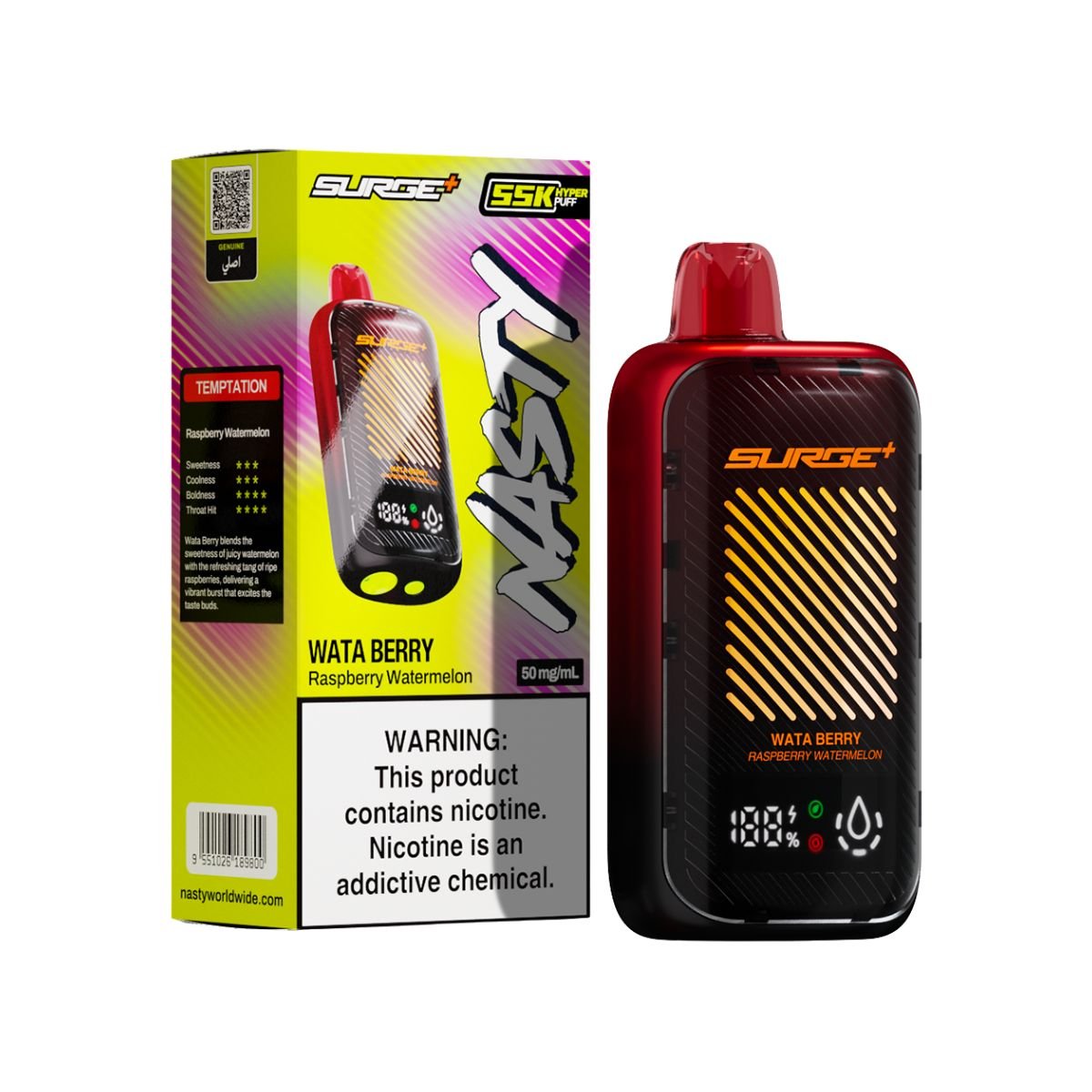 Watermelon Raspberry Nasty Bar Surge 55k Disposable Vape - 5% | NASTY | Shop Buy Online | Cape Town, Joburg, Durban, South Africa