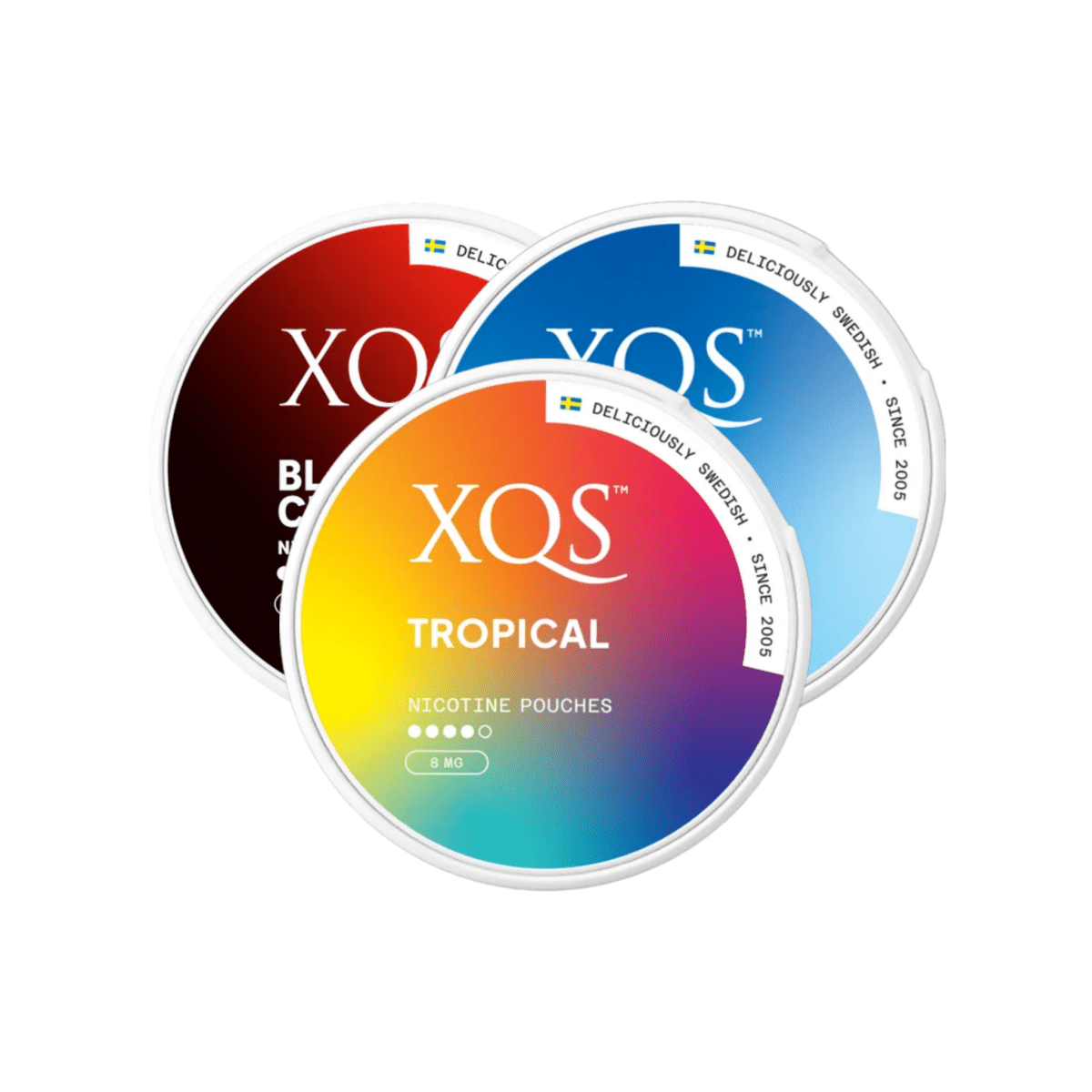 XQS Nicotine Pouches — Black Cherry, Cool Ice and Tropical cans | XQS | Shop Buy Online | Cape Town, Joburg, Durban, South Africa