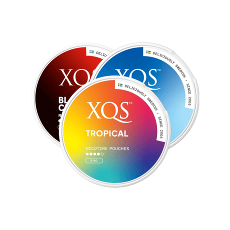 XQS Nicotine Pouches — Black Cherry, Cool Ice and Tropical cans | XQS | Shop Buy Online | Cape Town, Joburg, Durban, South Africa