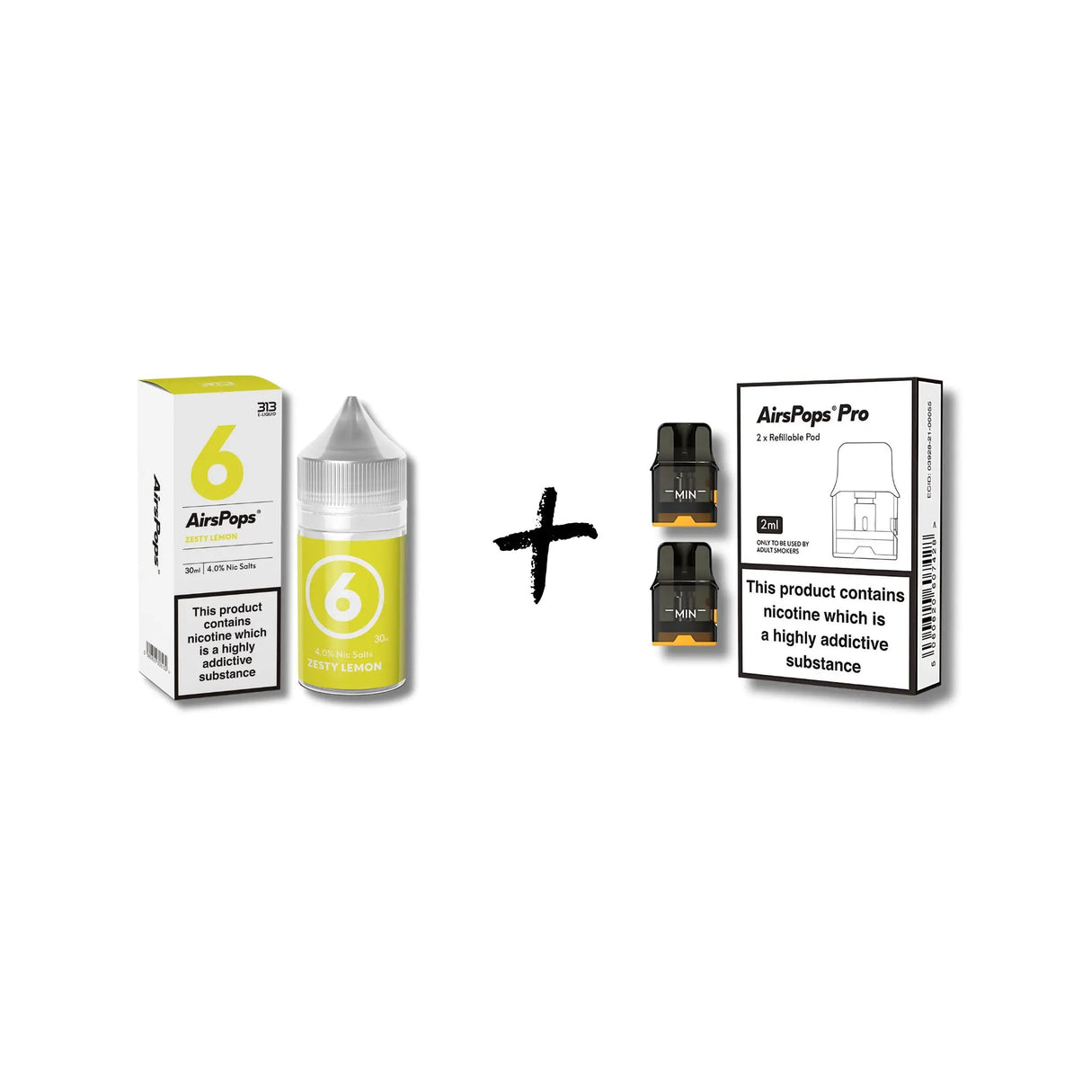 Zesty Lemon 313 AirsPops E - Liquid and Pro/Pro LITE/AirEgg Refillable Pods Bundle | Airscream AirsPops | Shop Buy Online | Cape Town, Joburg, Durban, South Africa