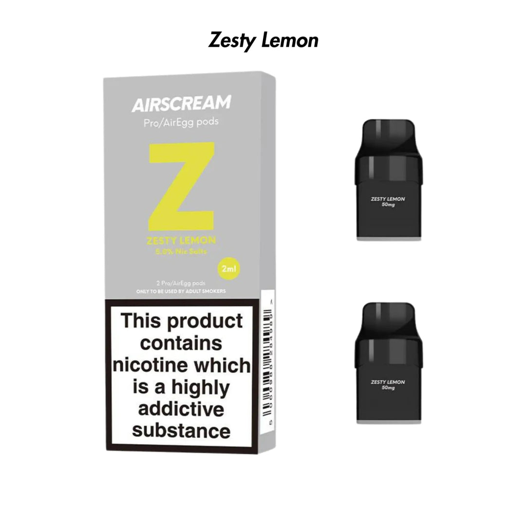 Zesty Lemon Airscream Pro/Pro LITE/AirEgg Prefilled Pods 2 - Pack - 5% | Airscream AirsPops | Shop Buy Online | Cape Town, Joburg, Durban, South Africa