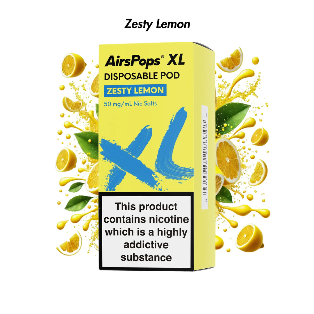 Zesty Lemon AirsPops XL Prefilled Disposable Pod 10ml - 5.0% | Airscream AirsPops | Shop Buy Online | Cape Town, Joburg, Durban, South Africa