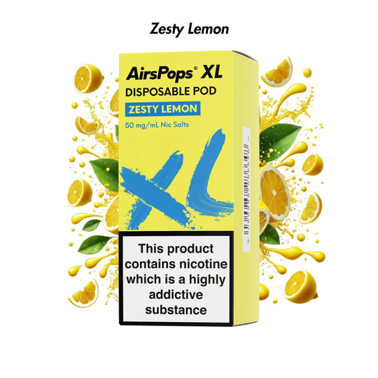 Zesty Lemon AirsPops XL Prefilled Disposable Pod 10ml - 5.0% | Airscream AirsPops | Shop Buy Online | Cape Town, Joburg, Durban, South Africa