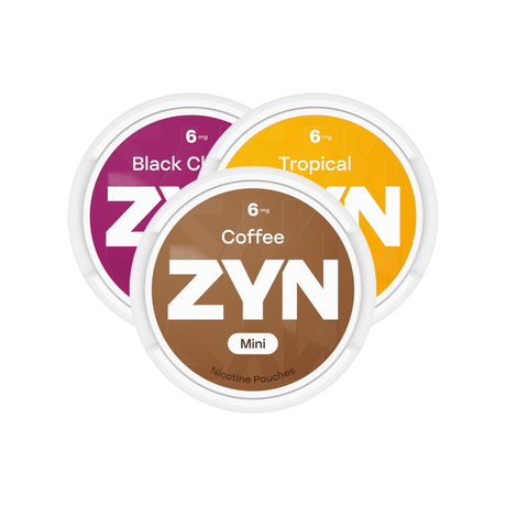 ZYN 6mg Mini Nicotine Pouches — Coffee, Black Cherry and Tropical cans | ZYN | Shop Buy Online | Cape Town, Joburg, Durban, South Africa