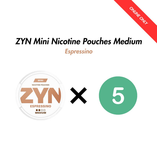 Espressino 5-Pack ZYN Mini Nicotine Pouches Bundle - Medium | ZYN | Shop Buy Online | Cape Town, Joburg, Durban, South Africa