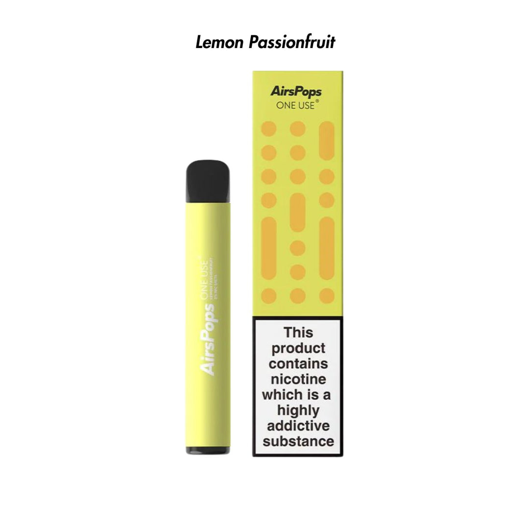 Lemon Passionfruit AirsPops ONE USE 3ml Disposable from The Smoke Organic Store with Fast Delivery in South Africa