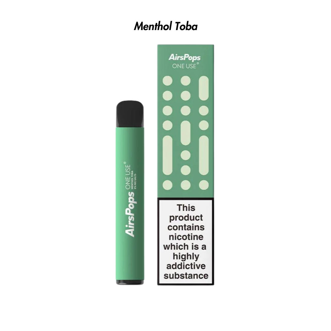 Menthol Toba AirsPops ONE USE 3ml Disposable from The Smoke Organic Store with Fast Delivery in South Africa