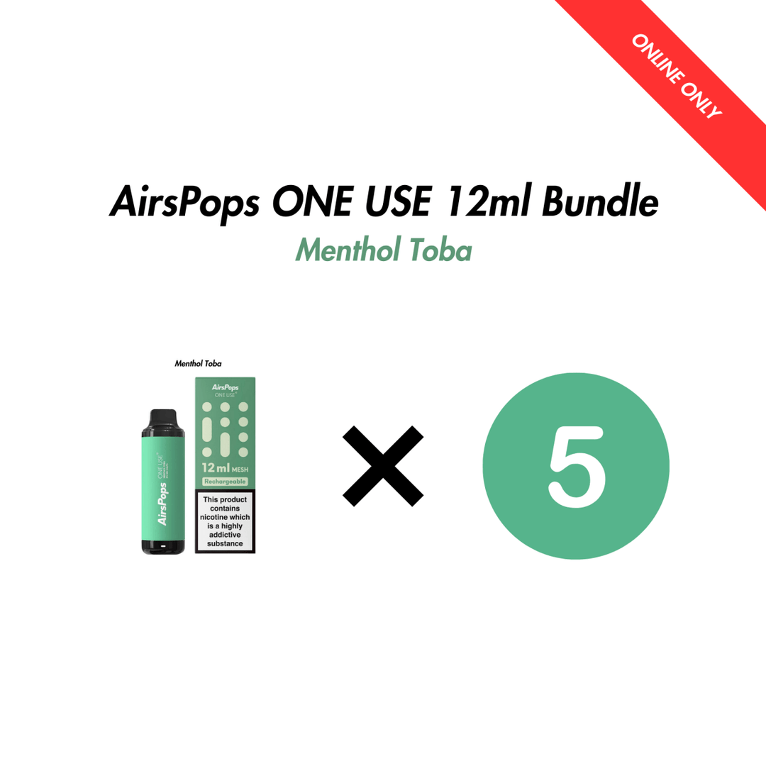 Menthol Toba Airscream AirsPops ONE USE 12ml Bulk Bundle (5 Pack) | Airscream AirsPops | Shop Buy Online | Cape Town, Joburg, Durban, South Africa