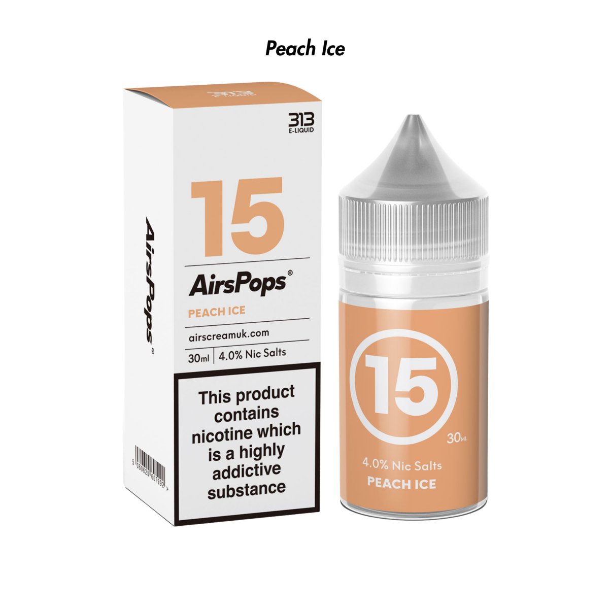 Peach Ice 313 AirsPops E-Liquid 19mg from The Smoke Organic Store with Fast Delivery in South Africa