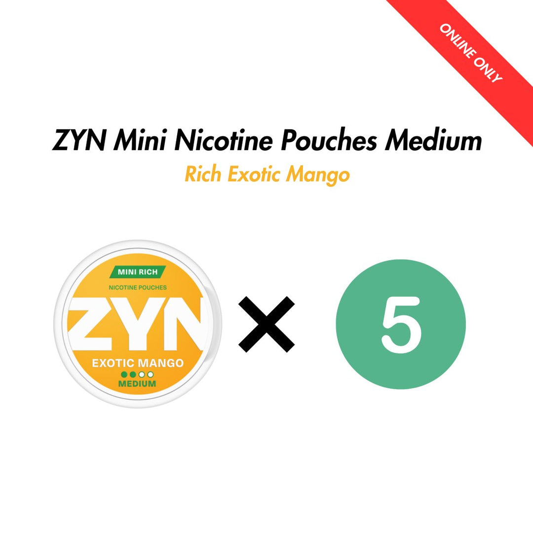 Rich Exotic Mango 5-Pack ZYN Mini Nicotine Pouches Bundle - Medium | ZYN | Shop Buy Online | Cape Town, Joburg, Durban, South Africa
