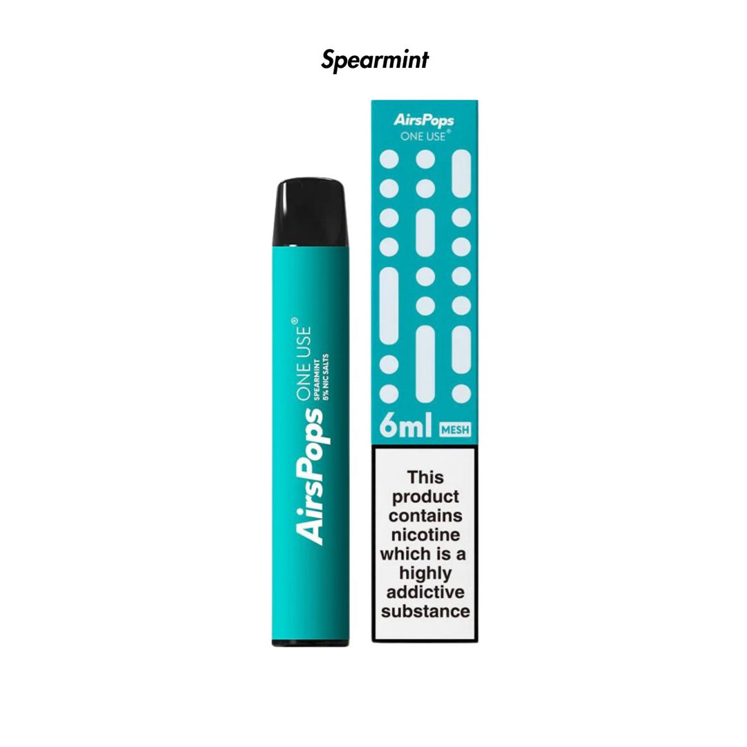 Spearmint AirsPops ONE USE 6ml Disposable from The Smoke Organic Store with Fast Delivery in South Africa