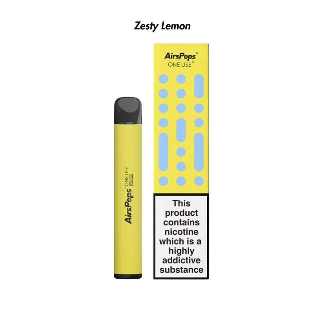 Zesty Lemon AirsPops ONE USE 3ml Disposable from The Smoke Organic Store with Fast Delivery in South Africa