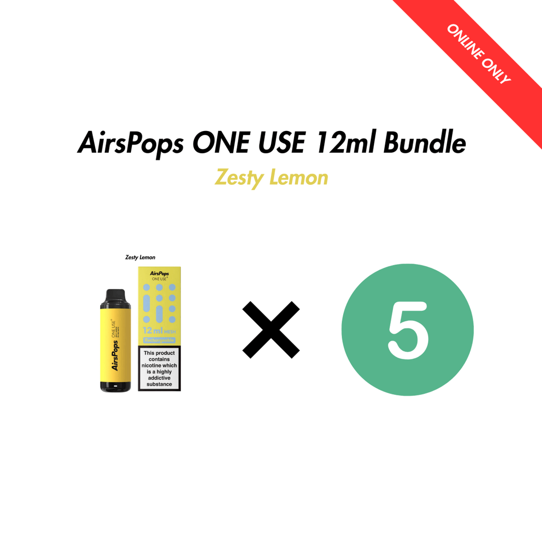 Zesty Lemon Airscream AirsPops ONE USE 12ml Bulk Bundle (5 Pack) | Airscream AirsPops | Shop Buy Online | Cape Town, Joburg, Durban, South Africa